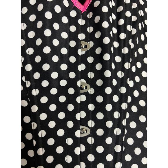 Daisy Corsets Black & White Polka Dot Halter Corset with Hot Pink Trim Large - Picture 2 of 5